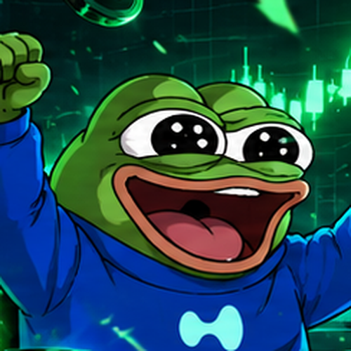 Pepe celebrating a green chart
